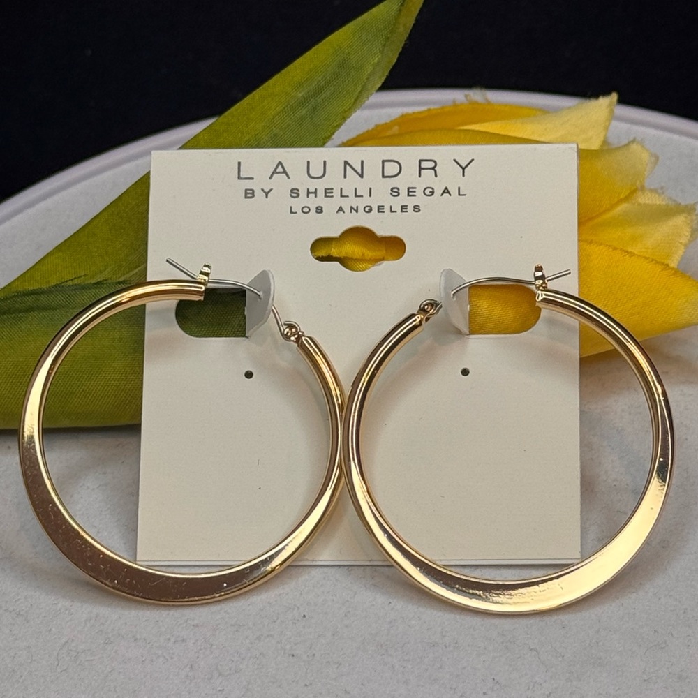 Laundry by Shelli Segal Gold Hoop Earrings 2 inch approx